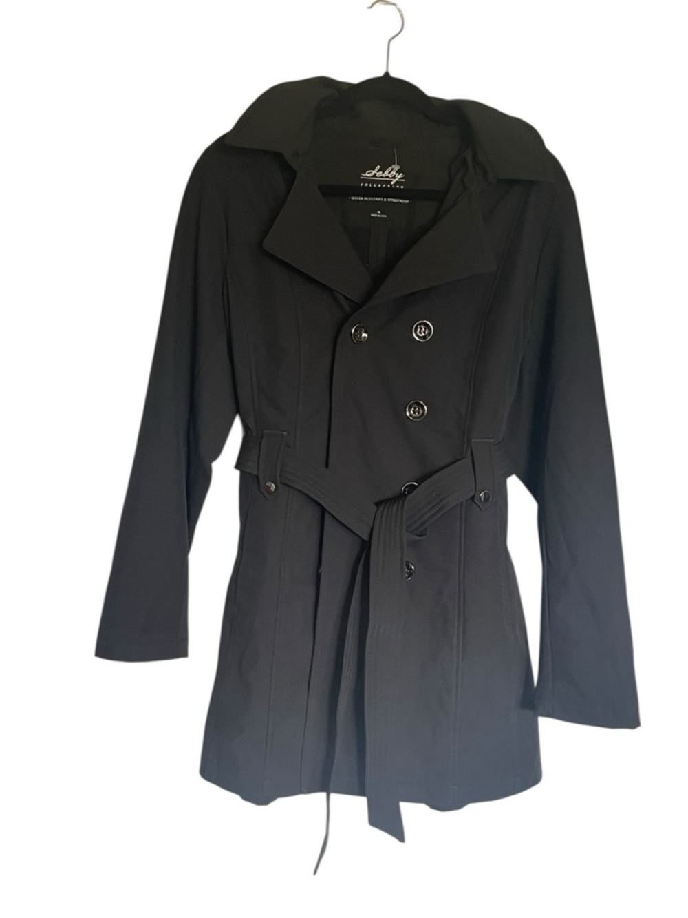 Lilly Pulitzer Black Double-Breasted Trench Coat with Tie Belt
